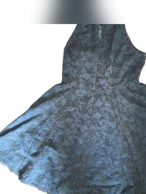 Free People Blue Green Paisley Mini Dress